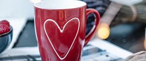 Preview wallpaper mug, heart, love, red