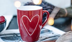 Preview wallpaper mug, heart, love, red