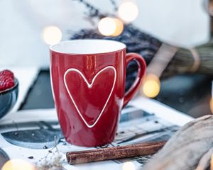 Preview wallpaper mug, heart, love, red