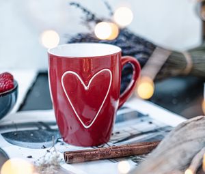 Preview wallpaper mug, heart, love, red