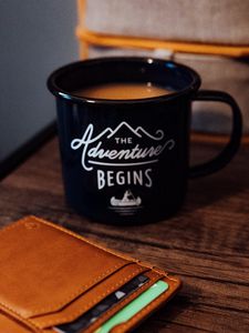 Preview wallpaper mug, inscription, black, coffee