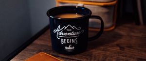 Preview wallpaper mug, inscription, black, coffee