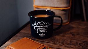 Preview wallpaper mug, inscription, black, coffee