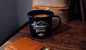 Preview wallpaper mug, inscription, black, coffee