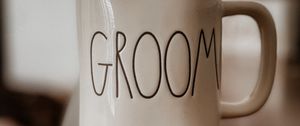 Preview wallpaper mug, inscription, groom, word