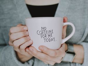 Preview wallpaper mug, inscription, hands, coffee