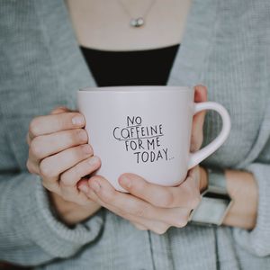 Preview wallpaper mug, inscription, hands, coffee