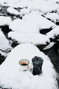 Preview wallpaper mug, kettle, tea, snow, winter