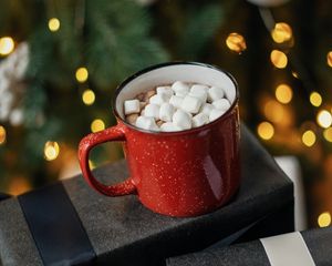 Preview wallpaper mug, marshmallow, boxes, gifts, holiday