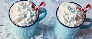 Preview wallpaper mug, marshmallow, caramel stick, snowflake, christmas, new year