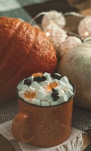 Preview wallpaper mug, marshmallow, marmalade, pumpkin, autumn