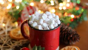 Preview wallpaper mug, marshmallow, sweets, red
