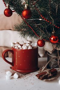 Preview wallpaper mug, marshmallow, tree, christmas, new year