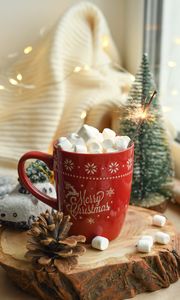 Preview wallpaper mug, marshmallows, new year, christmas, mood