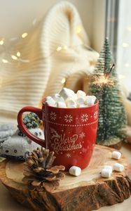 Preview wallpaper mug, marshmallows, new year, christmas, mood