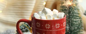 Preview wallpaper mug, marshmallows, new year, christmas, mood