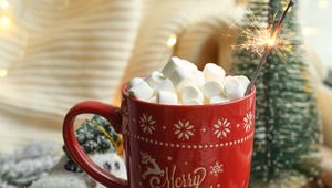 Preview wallpaper mug, marshmallows, new year, christmas, mood