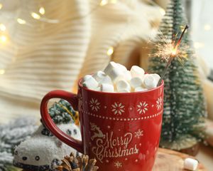 Preview wallpaper mug, marshmallows, new year, christmas, mood