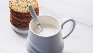 Preview wallpaper mug, milk, drink, cookies, dessert