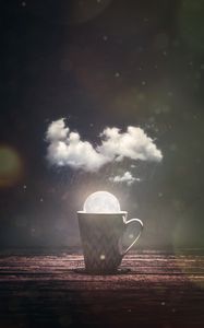 Preview wallpaper mug, moon, cloud, rain, glare, photoshop