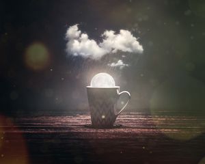 Preview wallpaper mug, moon, cloud, rain, glare, photoshop