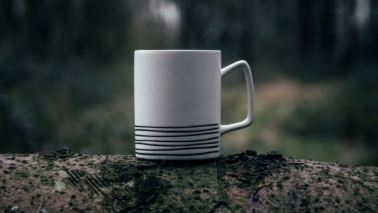 Wallpaper mug, steam, macro, blur, moss