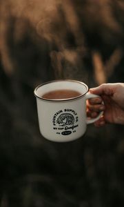 Preview wallpaper mug, tea, hand, steam