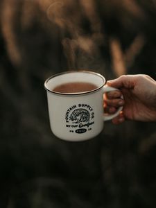 Preview wallpaper mug, tea, hand, steam