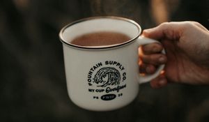 Preview wallpaper mug, tea, hand, steam