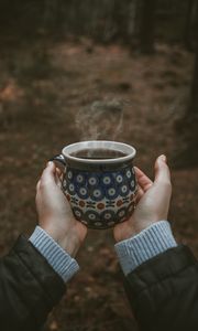 Preview wallpaper mug, tea, steam, hands