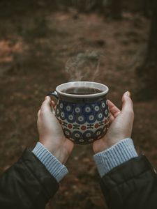 Preview wallpaper mug, tea, steam, hands