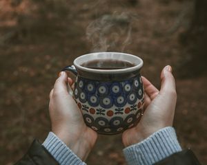Preview wallpaper mug, tea, steam, hands