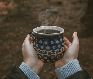 Preview wallpaper mug, tea, steam, hands