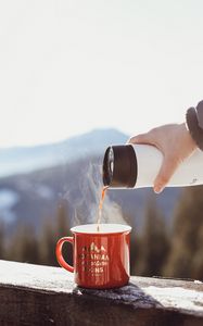 Preview wallpaper mug, thermos, tea, hand