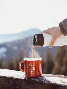 Preview wallpaper mug, thermos, tea, hand