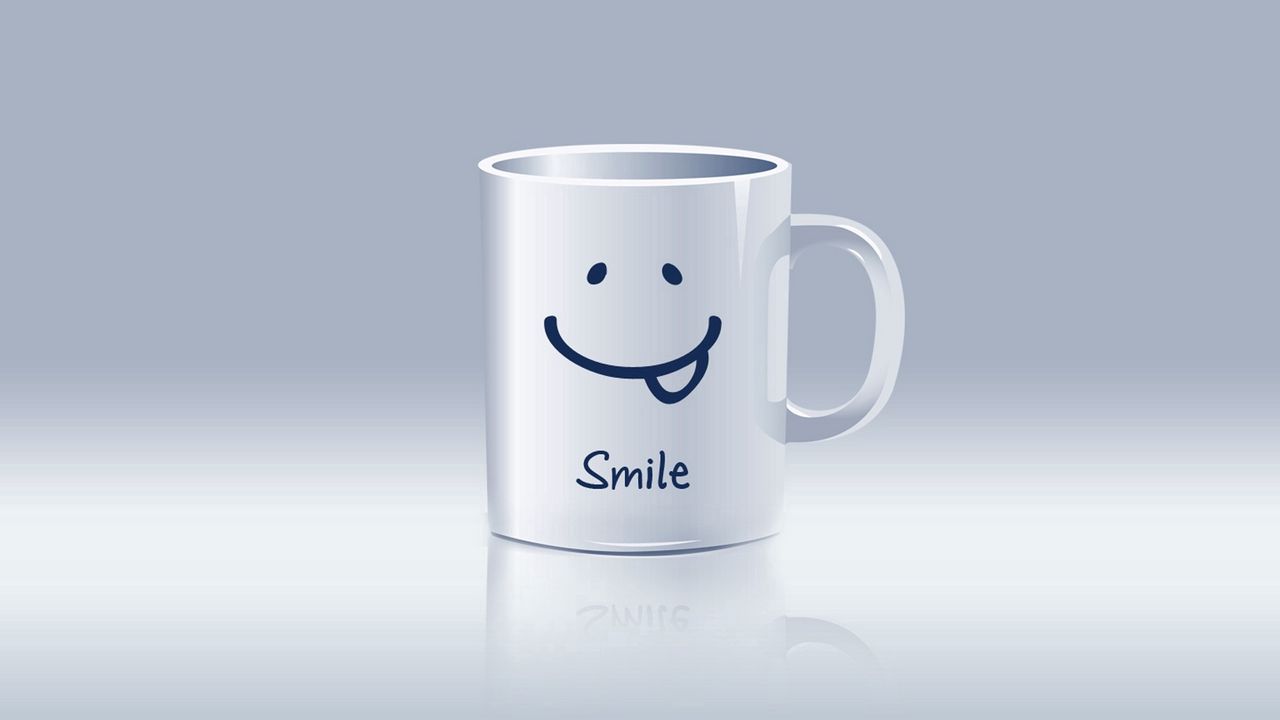 Wallpaper mug, white, smile, design