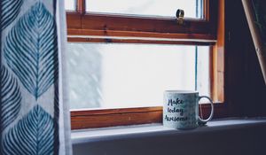 Preview wallpaper mug, window, inscription