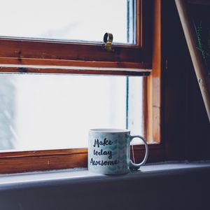 Preview wallpaper mug, window, inscription