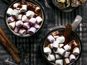Preview wallpaper mugs, hot chocolate, marshmallow, cinnamon, drink