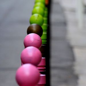 Preview wallpaper multicolored, balls, street