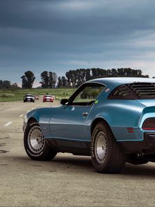 Preview wallpaper muscle car, coupe, luxury, road, side view