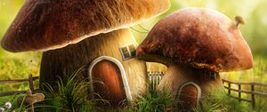 Preview wallpaper mushroom, house, door, art