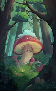 Preview wallpaper mushrooms, forest, fairy tale, art
