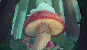 Preview wallpaper mushrooms, forest, fairy tale, art