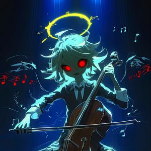 Preview wallpaper musician, cello, halo, art, anime, blue