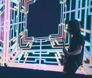 Preview wallpaper musician, guitar, stage, screen, abstraction, bright