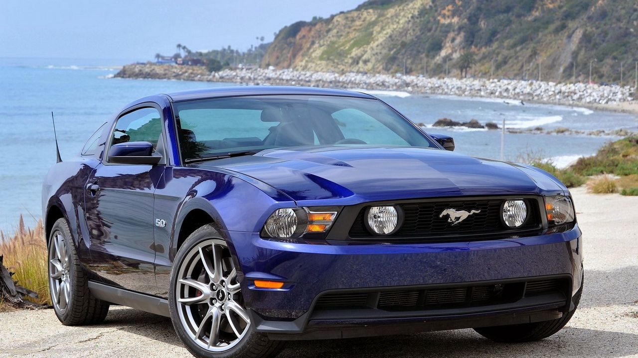 Wallpaper mustang, blue, nature, front view