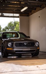 Preview wallpaper mustang, car, front view, headlights