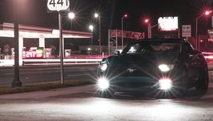 Preview wallpaper mustang, car, lights, light, road