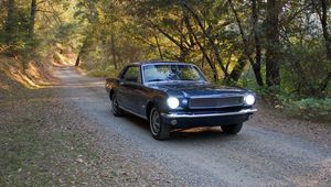 Preview wallpaper mustang, car, mascar, black, trees